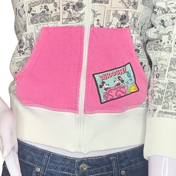 Disney Mickey and Minnie Hoodie Zipper down Black and White Printed Size… - Picture 10 of 13